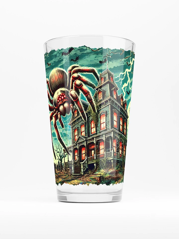 Giant Spider on Haunted House 16 oz Glass product image (1)