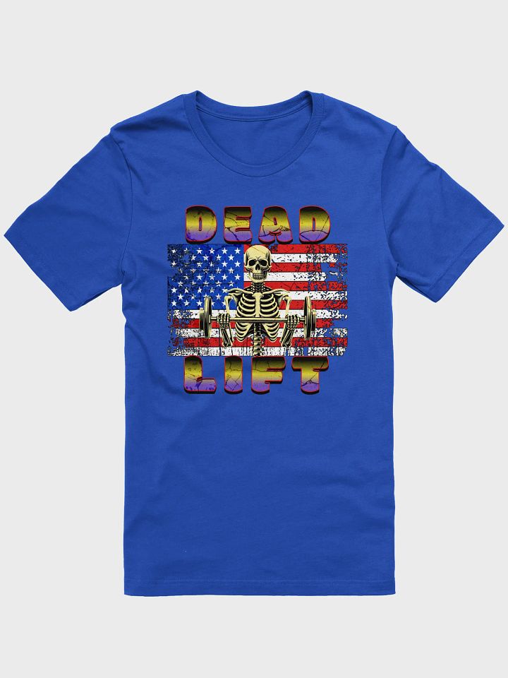 Dead Lift Weightlifting Skeleton Patriotic T-Shirt product image (1)