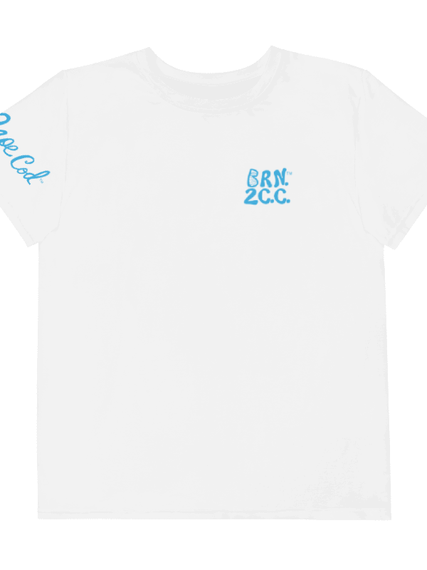 🦈 YOUTH | Boys’ | BOURNE to Cape Cod™ | Logo Tee – All-Over Print | BRN.2C.C.™ | Coastal Explorer Edition 🧭| Blue Logo on White product image (5)