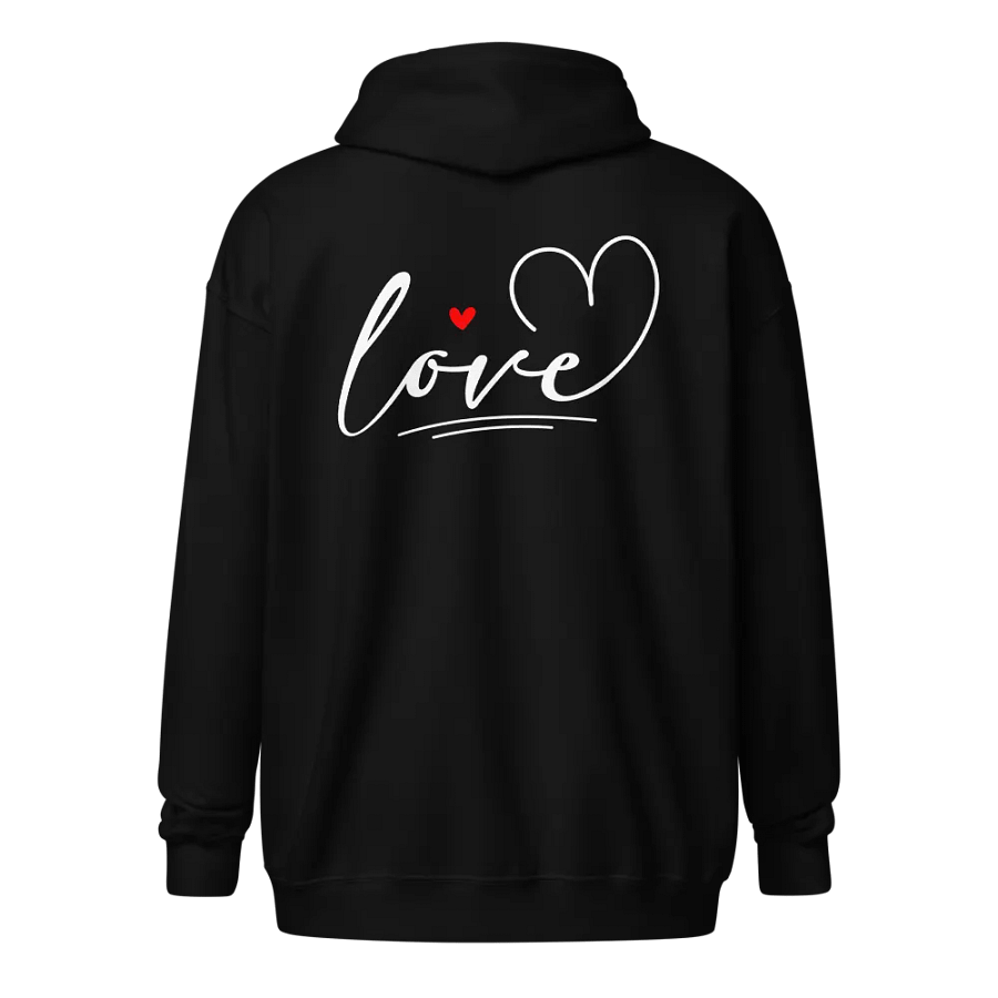 Cursive Love with Heart Zip Up Hoodie (Front & Back) product image (2)