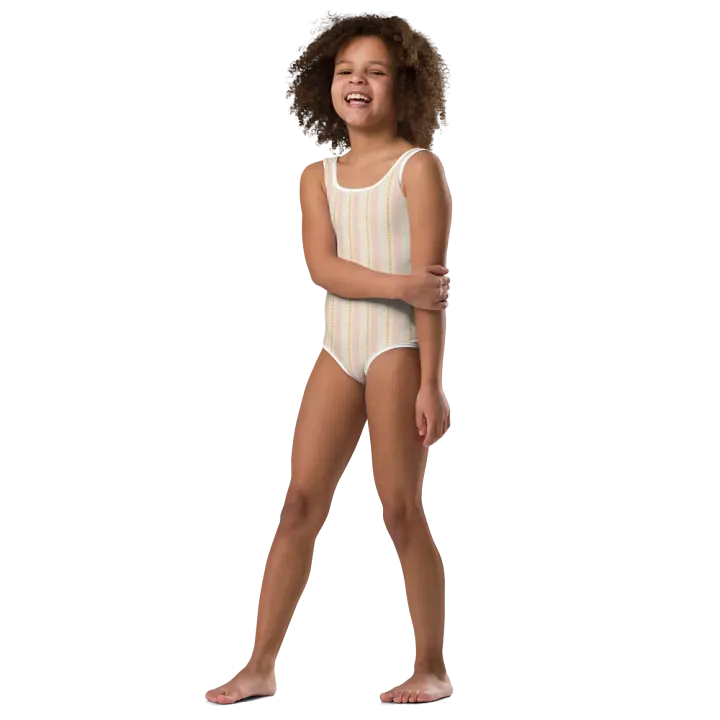 Pink Orange Tapestry Kids Swimsuit product image (2)