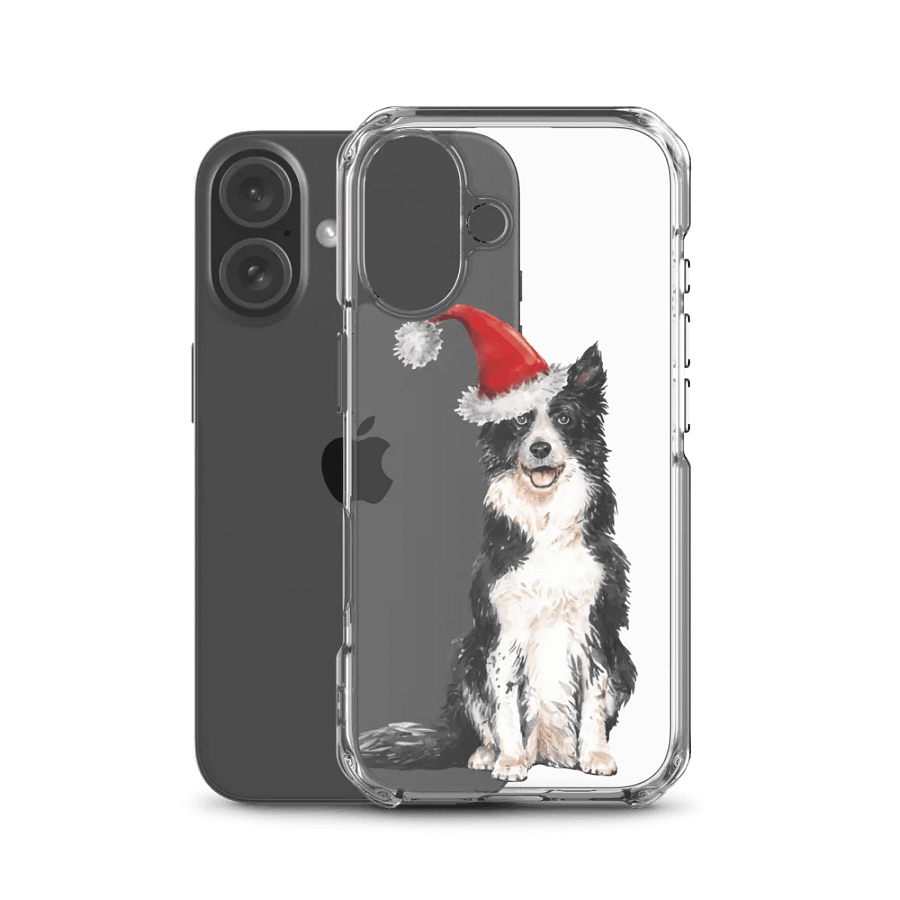 Santa Border Collie iPhone Clear Case product image (50)