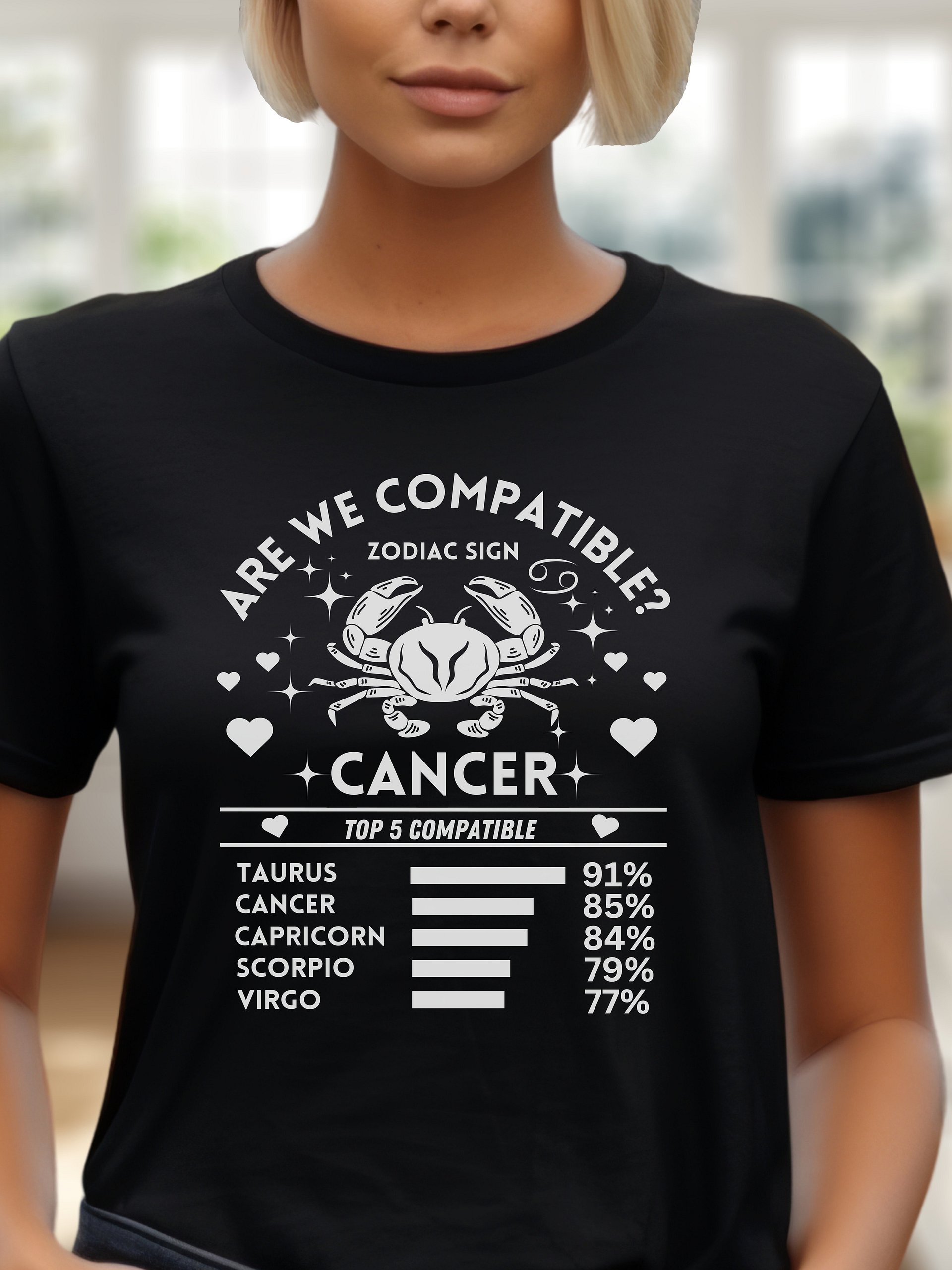Cancer Zodiac Sign Romantic Compatibility T-Shirt - Bella Canvas 3001 Unisex Staple T-Shirt - Dark Colors product image (1)