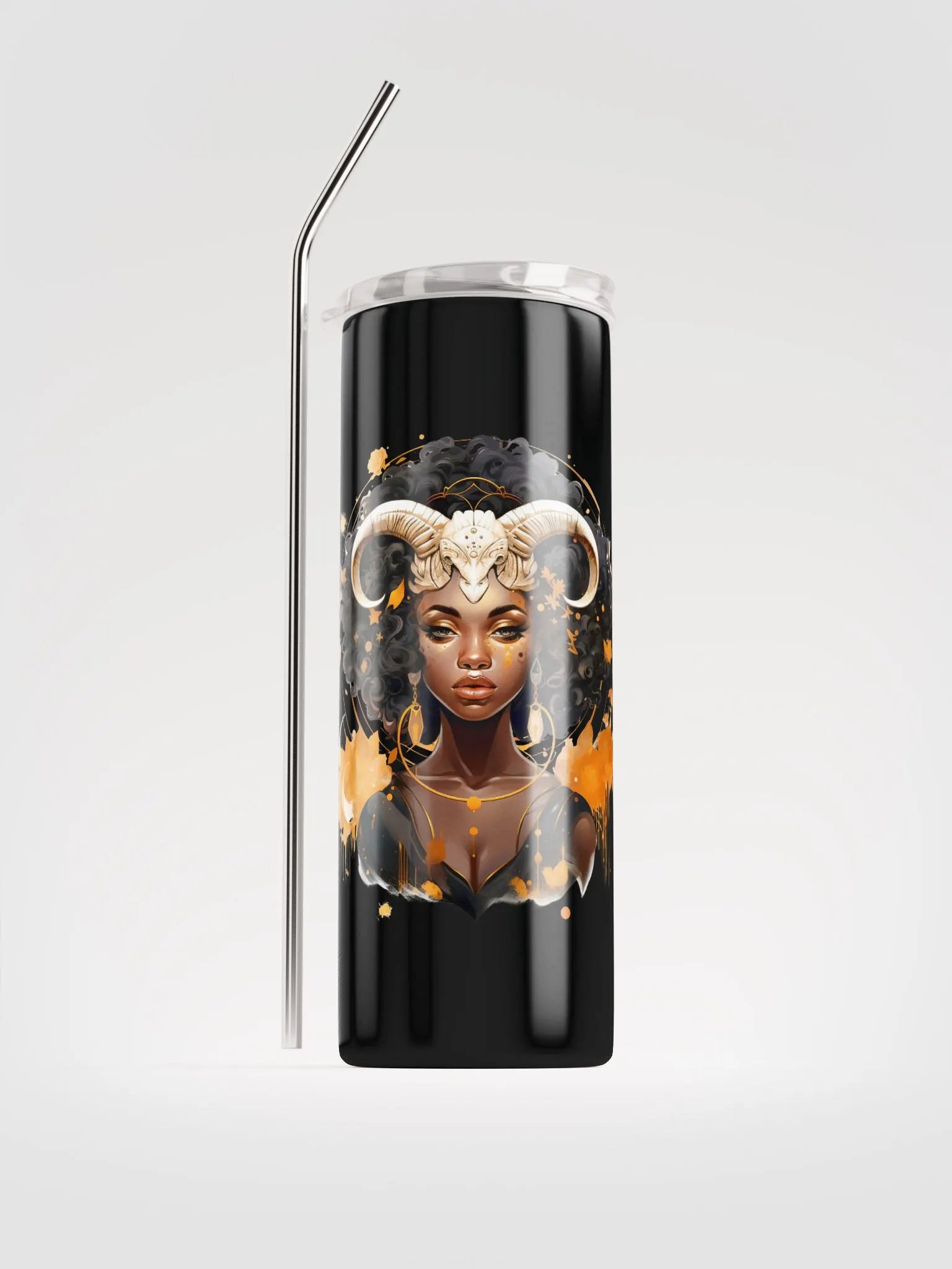 Elevate Your Sips with Aries Woman Illustrated Zodiac Stainless Steel Tumbler! ♈ product image (1)