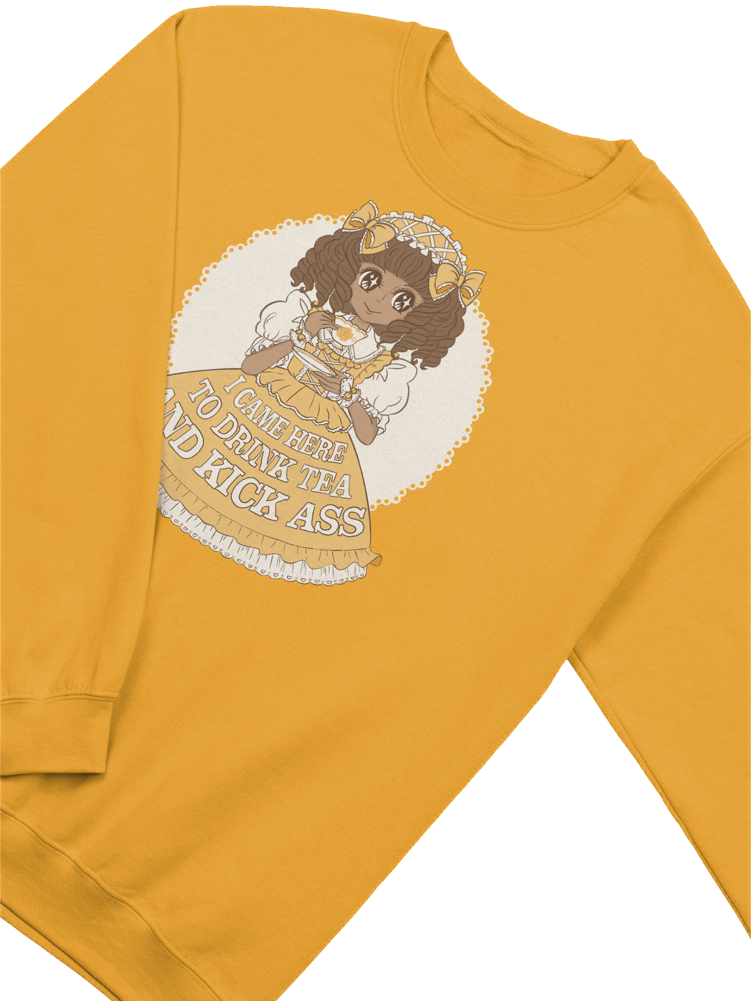 I Came Here to Drink Tea & Kick Ass (Oldschool, Honey) sweatshirt product image (5)