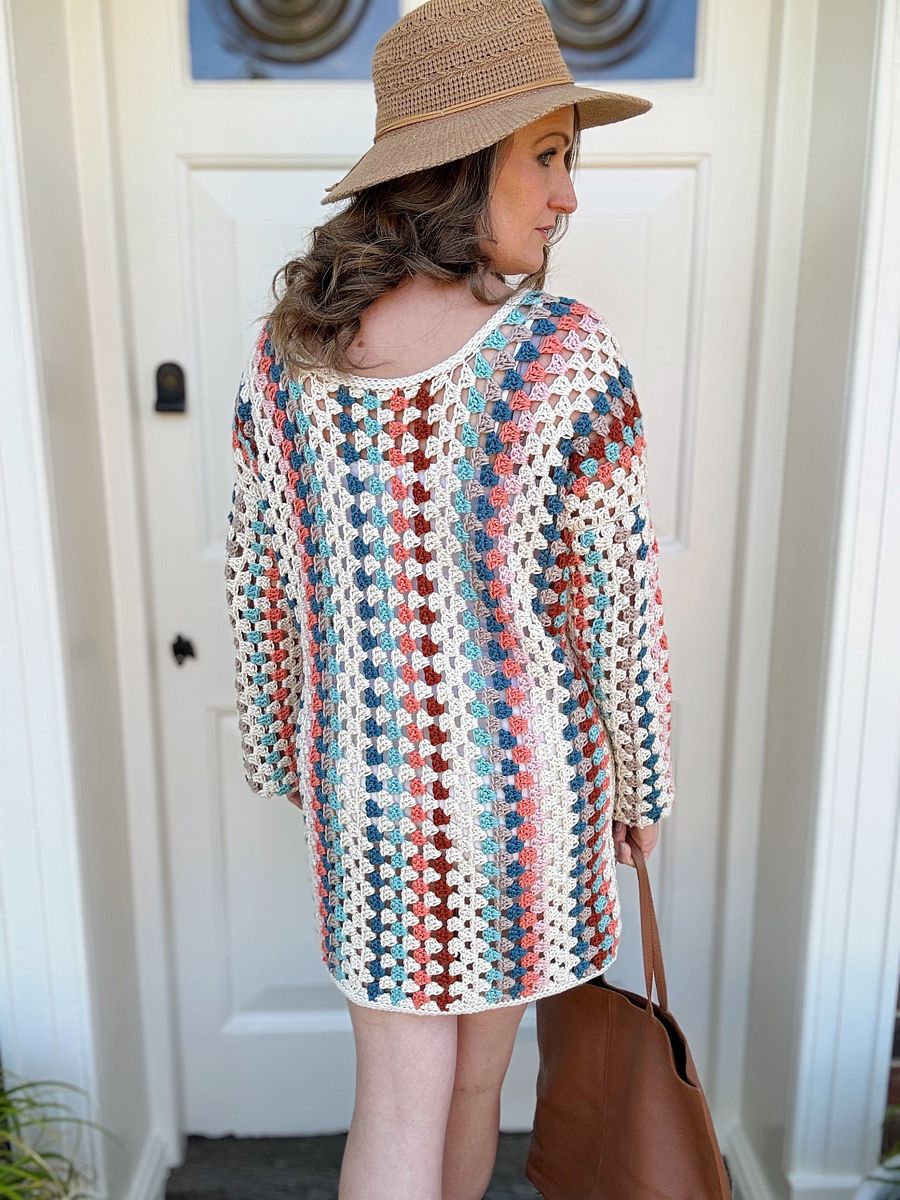 Retro Crochet Dress Pattern with Striped Granny Stitch - PDF pattern product image (10)