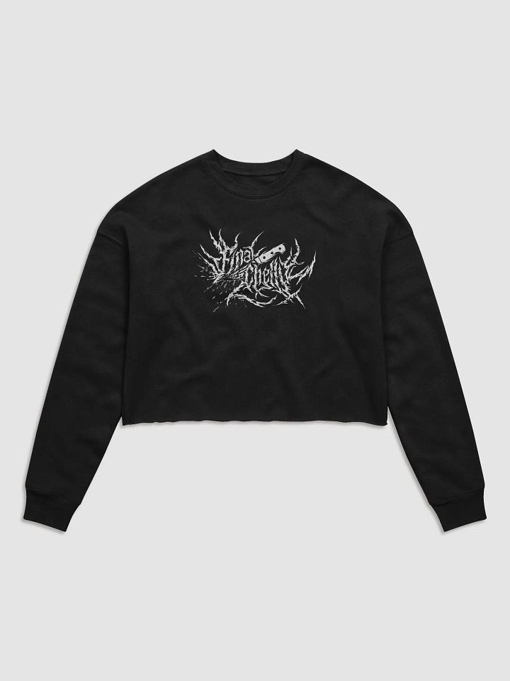 Keep It Metal White Logo Womens Fleece Crop Top Printed Sweatshirt product image (1)