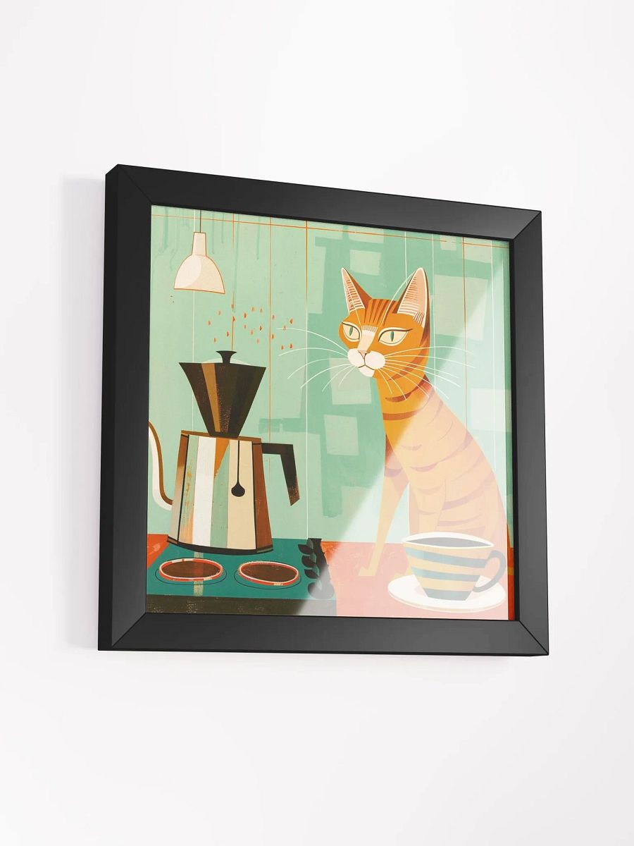 Colorful Retro Style Coffee Drinking Cat Wall Art product image (3)