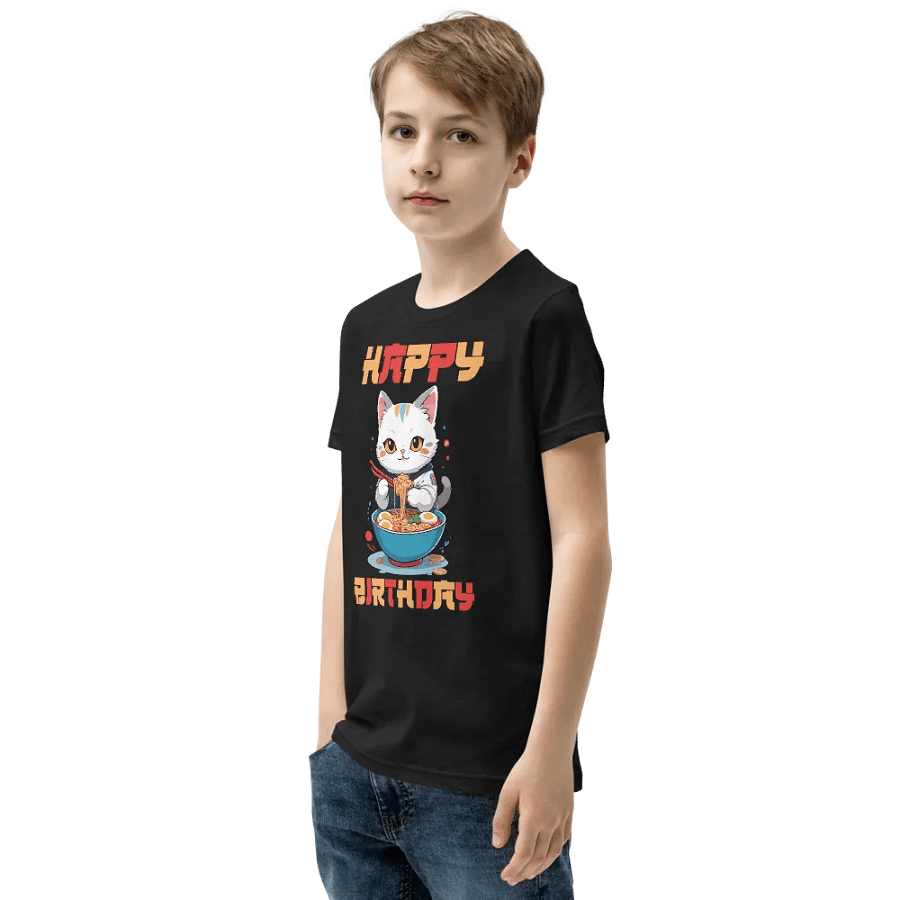 Happy Birthday (Cat With Noodles) T-Shirt For Kids product image (3)