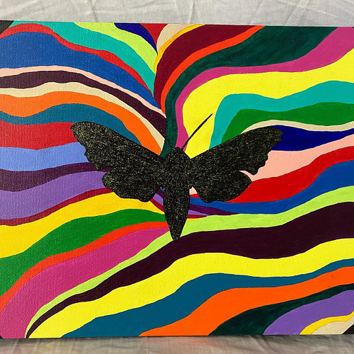Glittery moth 🥰 Planning more colourful pieces like this!

#ukmakers #painting #acrylic #acrylicpainting #colourful #rainbow ...