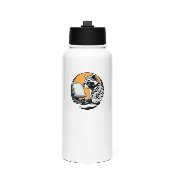Nerdy Raccoon Water Bottle product image (1)