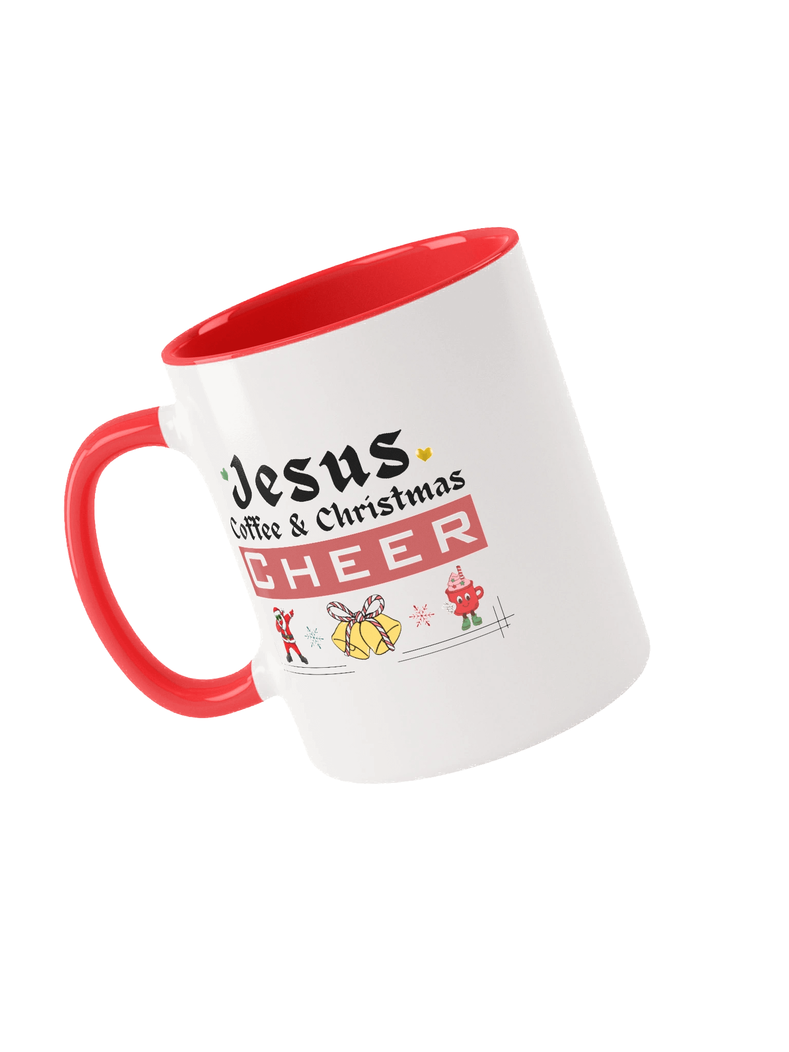 Jesus, Coffee, & Christmas Cheer! Two-Tone Mug | Christian Christmas Mug with Red Accent | Holiday Gift for Believers & Moms product image (6)