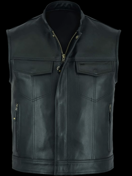 Mens Classic Leather Moto Vest product image (1)