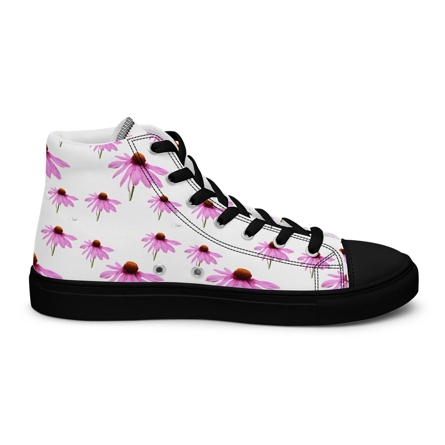 Abstract Delicate Pink Repeating Cone Flowers Women's Black Toe High Top Canvas Shoes product image (5)
