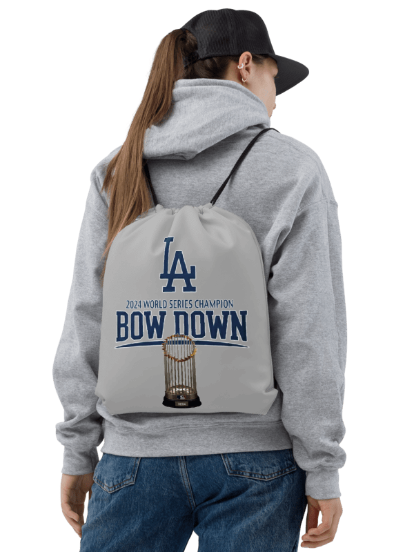 "Bow Down" LA Dodgers 2024 World Series Champion Gray Drawstring Bag | MLB Home Locker product image (2)