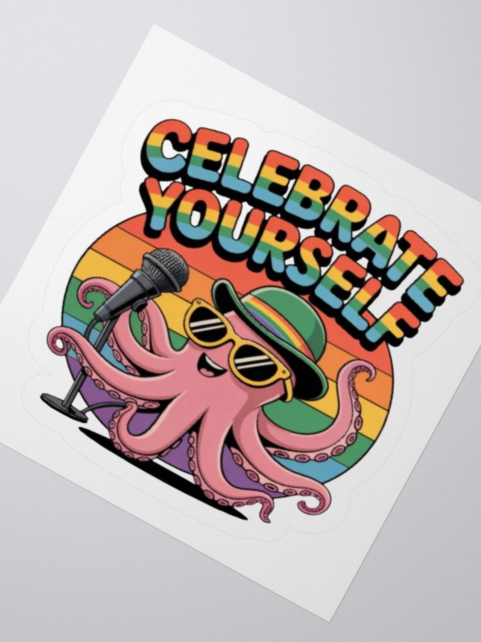 Celebrate Yourself Rainbow Octopus Sticker - Exclusive Vinyl Design for Self-Love and Positivity product image (5)