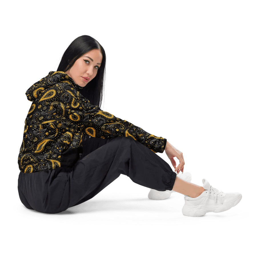 Yellow Paisley Gang Women's Cropped Windbreaker product image (5)
