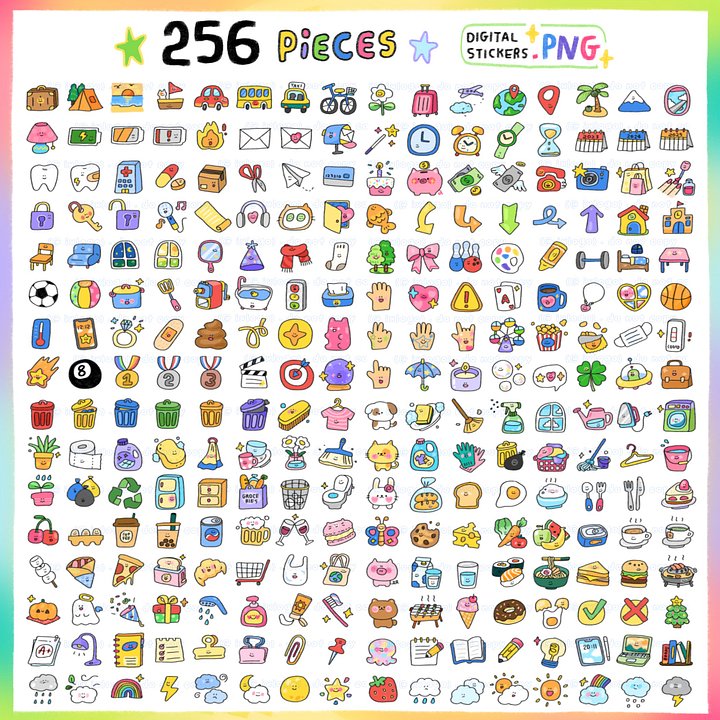 IXLOGO | 256 pcs digital everyday stickers for planner and journals product image (2)