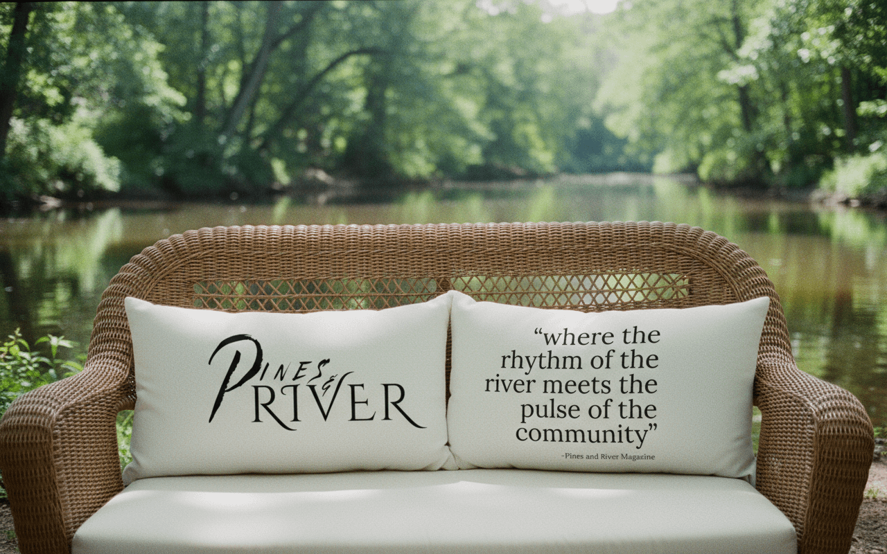 Pines and River Throw Pillow product image (1)