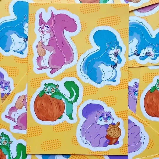 Colorful Squirrel Sticker Sheet 4