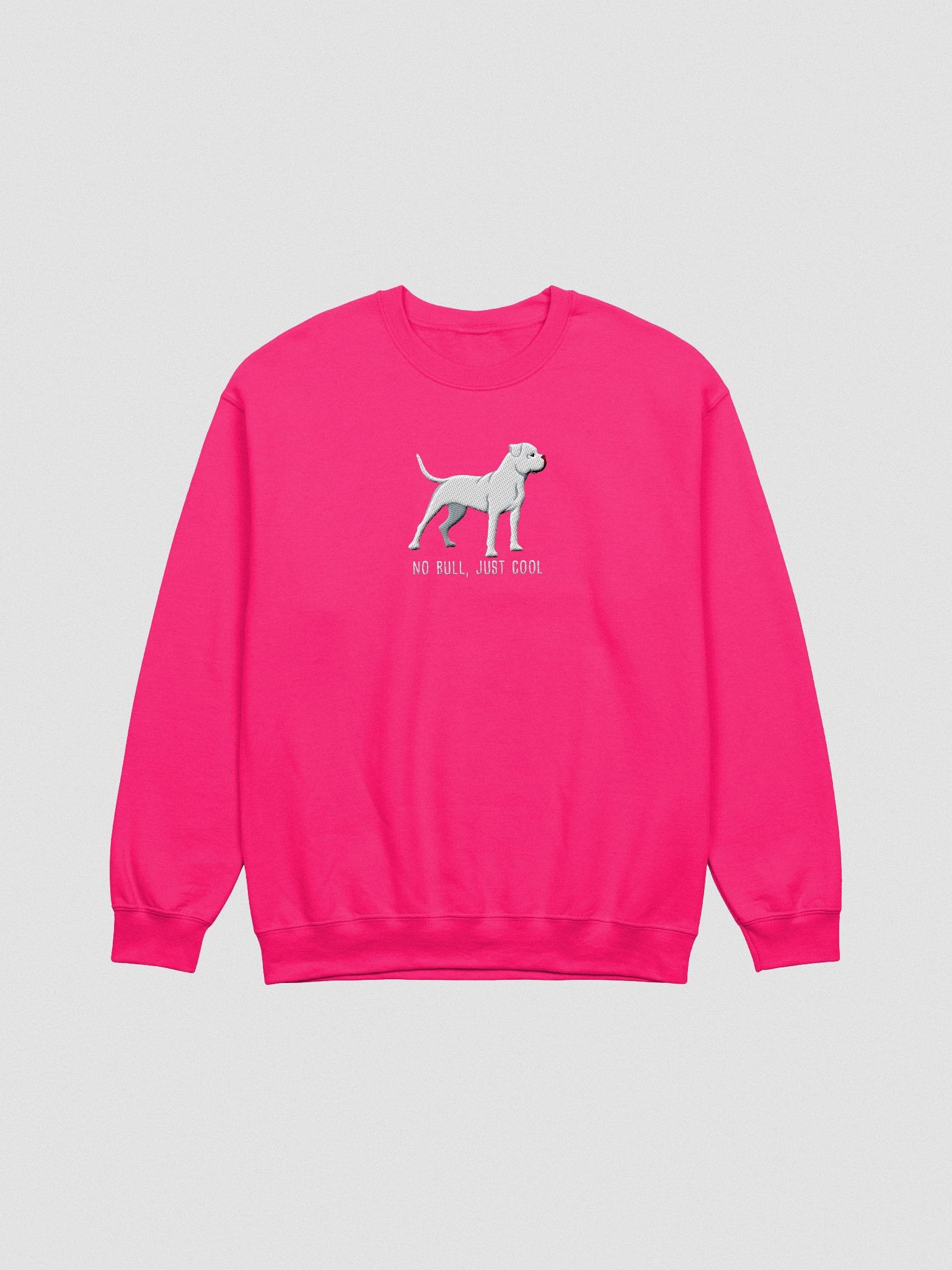 No Bull, Just Cool Sweatshirt (Embroidered) of an American Bulldog(White) product image (4)