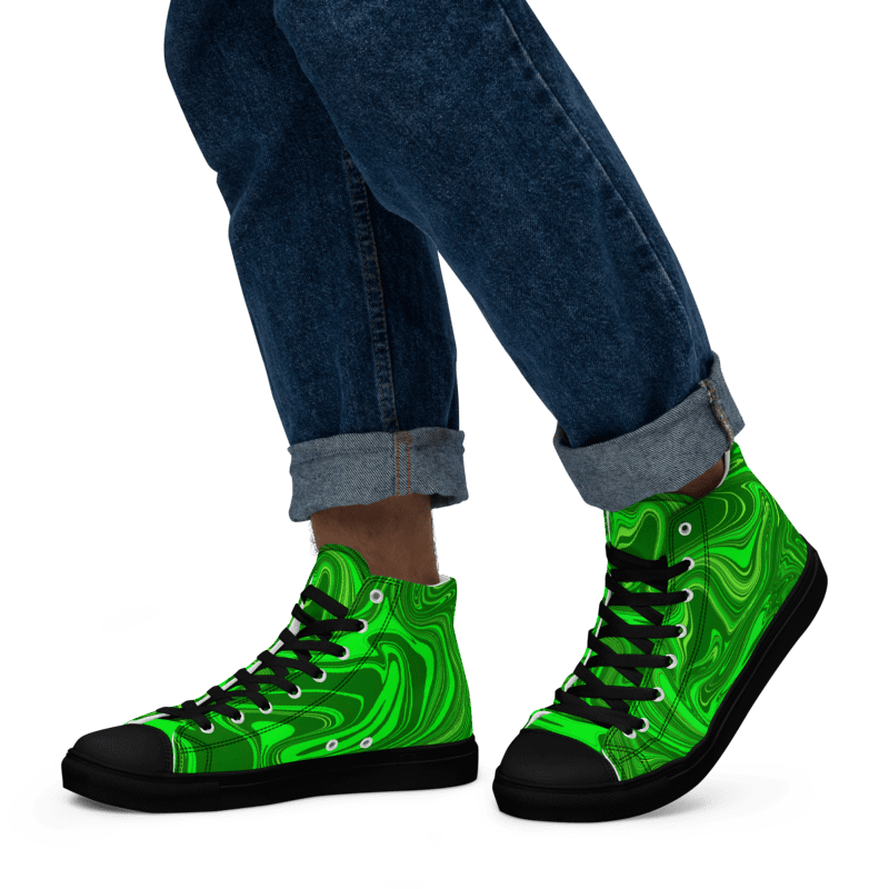 Men's High Top Canvas Shoes - Different Shades of Green Digital Fluid Art product image (6)