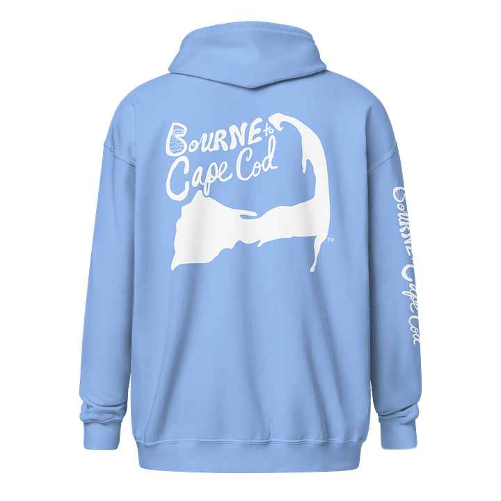 BOURNE to Cape Cod™ | DTG Vintage Print | Zip Hoodie | BRN.2C.C.™ | Coastal Classic Layer | Unisex Heavy Blend Full-Zip Sweatshirt | White Logos product image (2)