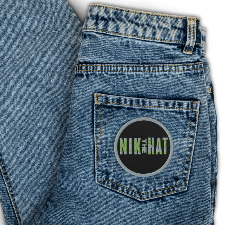 Nik the Hat | Green or White Circular Embroidered Patch product image (3)