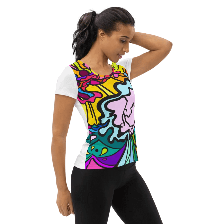Vibrant Swirls Women's Athletic Tee - Wave at Sunset product image (4)