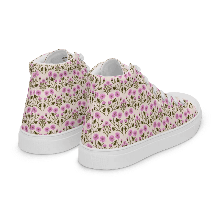 Harmony of Mums - Pink and Green - Women High Top Canvas Shoes product image (7)