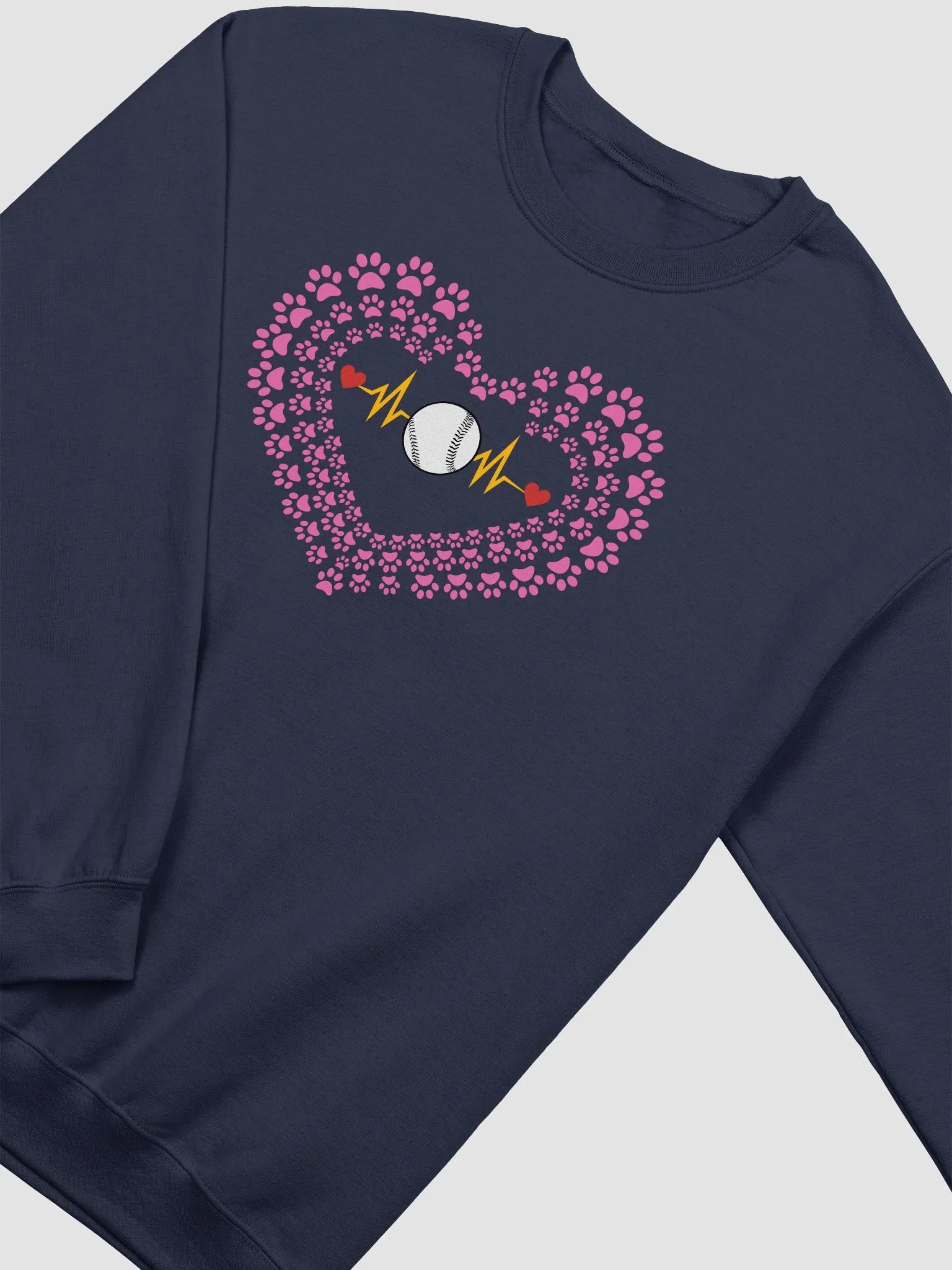 Heart Paw Print Baseball Crewneck Sweatshirt product image (14)