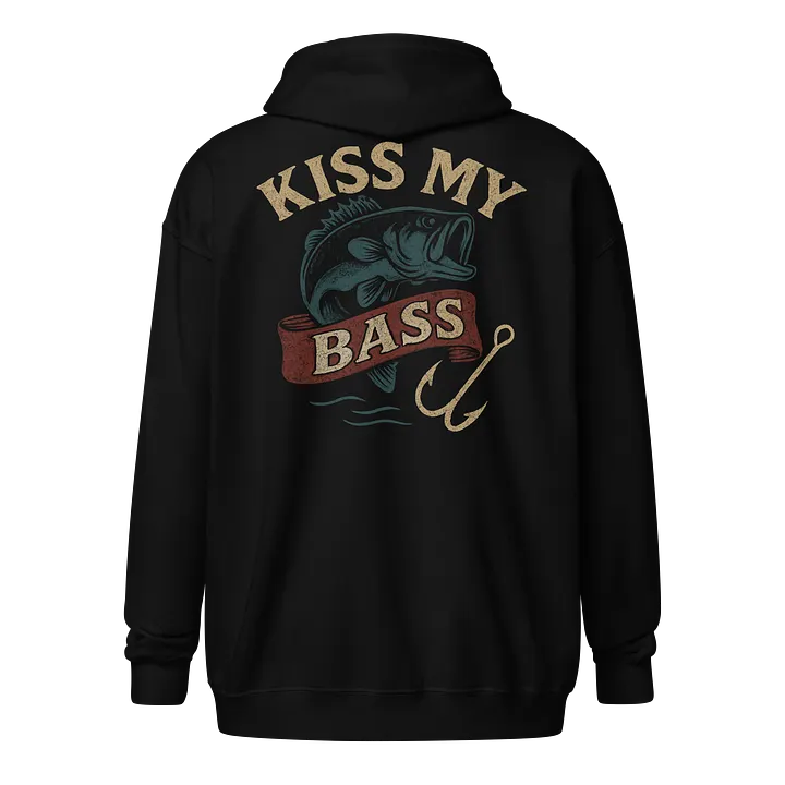 Funny Fishing Zip Hoodie – Kiss My Bass Vintage Humor product image (1)