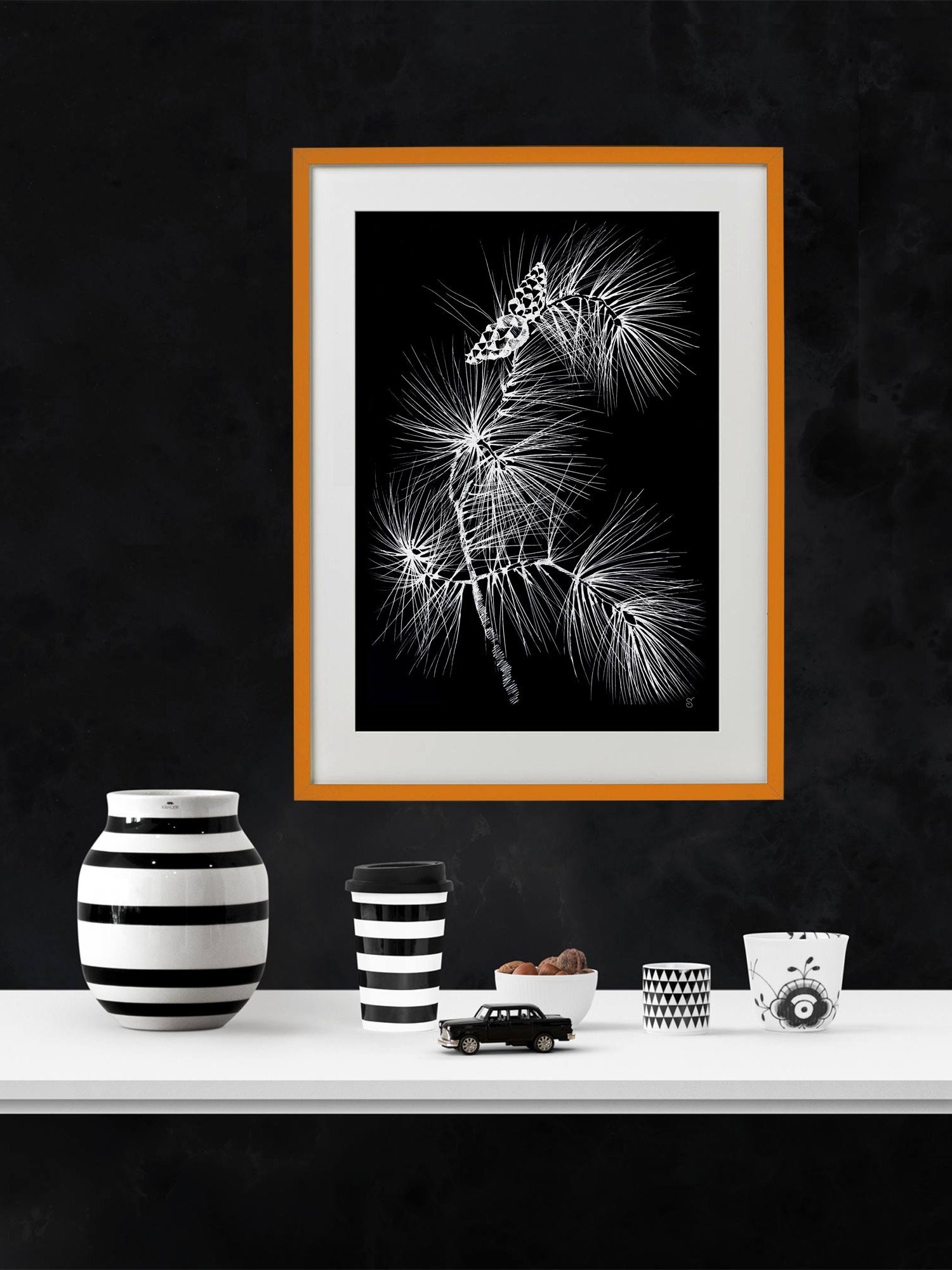 Vibrant Matte Paper Poster - Pine Branch and Cones product image (5)