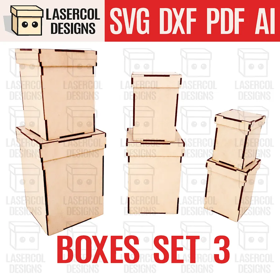 Boxes Bundle (Set 1-2-3-4-5-6-7-8) - Laser Cut Files product image (5)