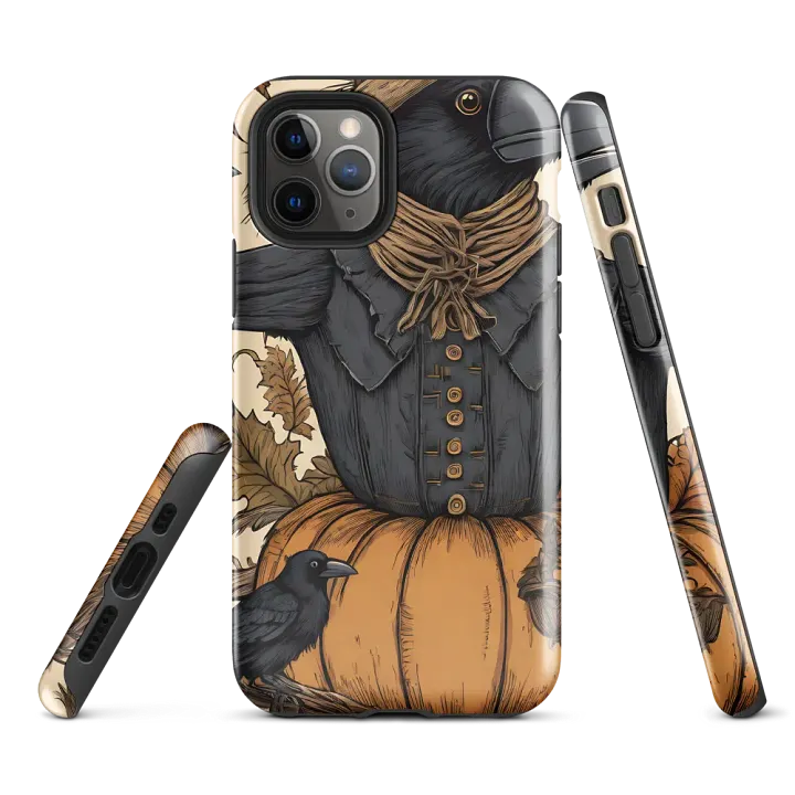 Tough Phone Case for iPhone® - Whimsical Harvest Scarecrow with Crows product image (1)