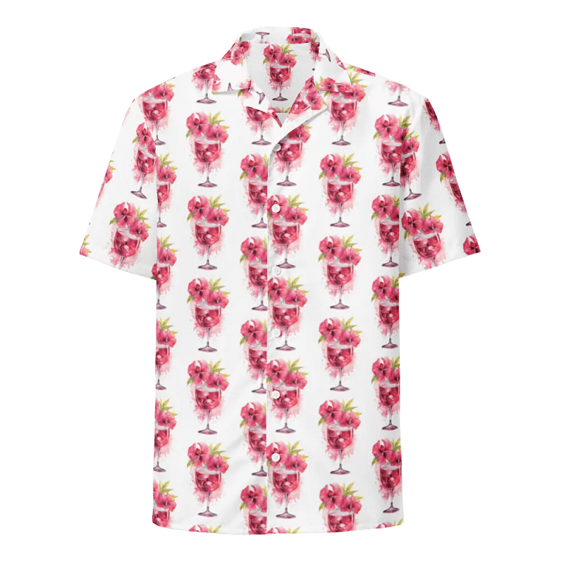 Hawaiin Style Shirt, Button Up, Unisex, Tropical Wine