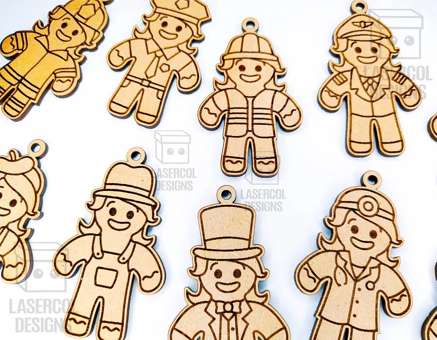 Gingerbread Cookies Christmas Ornaments Set 4 - Laser Cut Files product image (10)