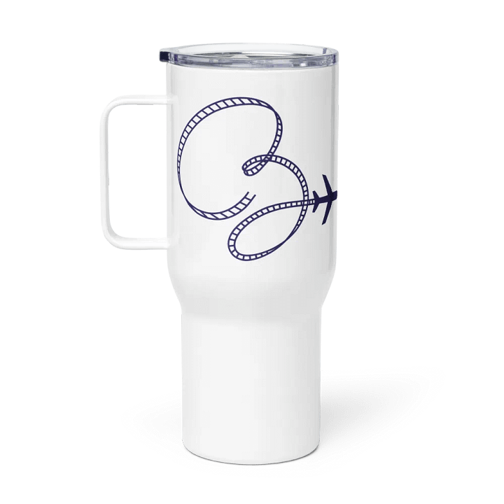 Coaster Breaks Travel Mug with a Handle - White & Navy product image (1)