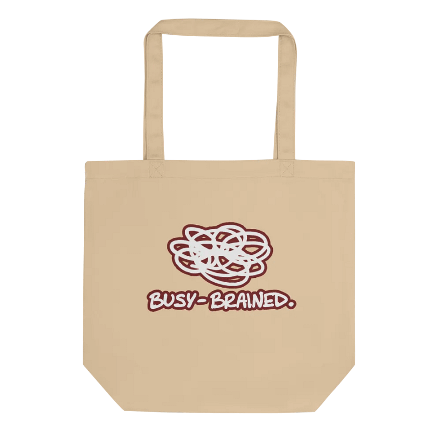 BUSY-BRAINED (lined design, #6D1616) tote bag product image (4)