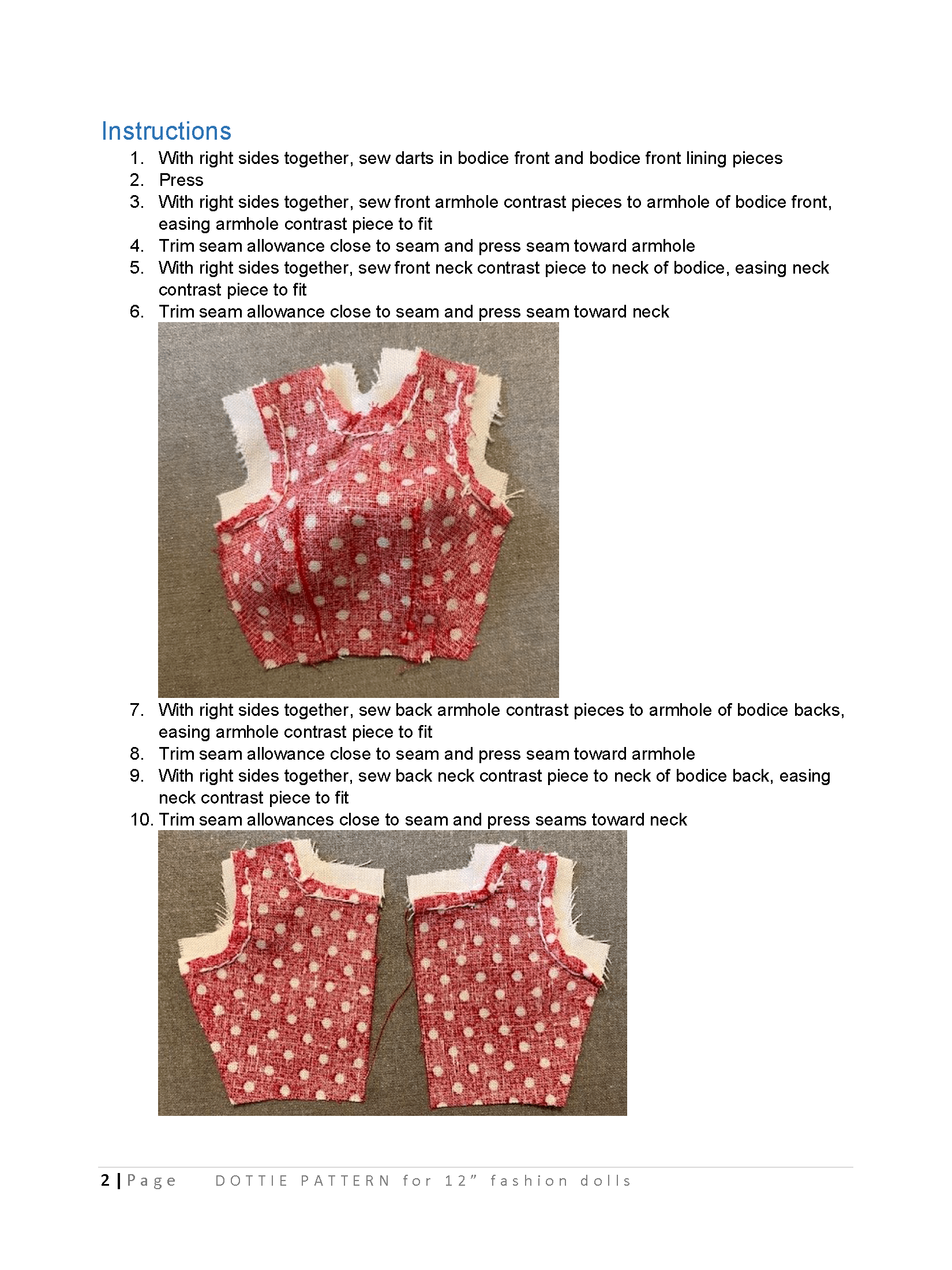 Dottie sewing pattern for 12" fashion dolls product image (3)