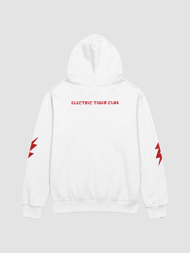 White Electric Tiger with Pink Lightning Bolts - Cotton Hoodie with Front Pocket product image (2)