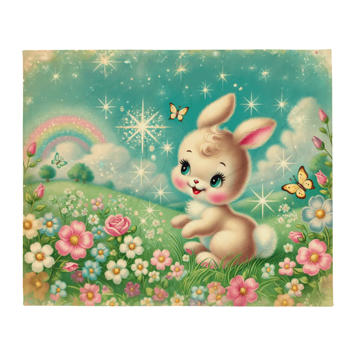 Rainbow Bunny Silky Soft Throw Blanket product image (2)