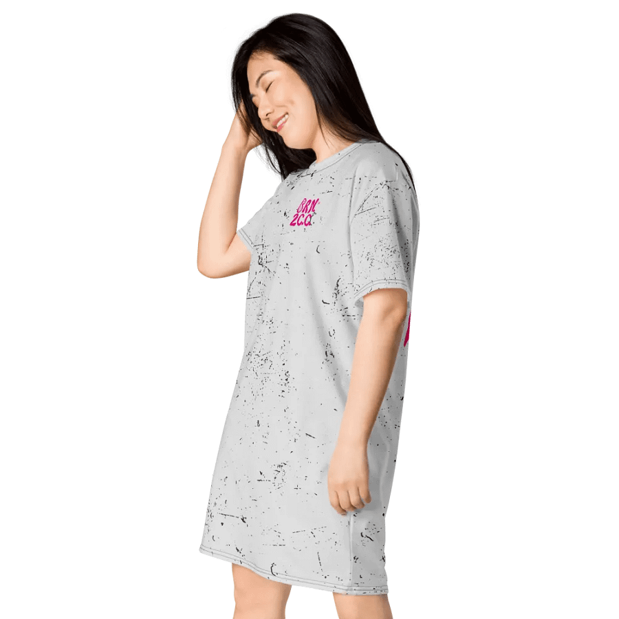 BOURNE to Cape Cod™ T-Shirt Dress | Hot Pink Logos on Distressed White product image (3)
