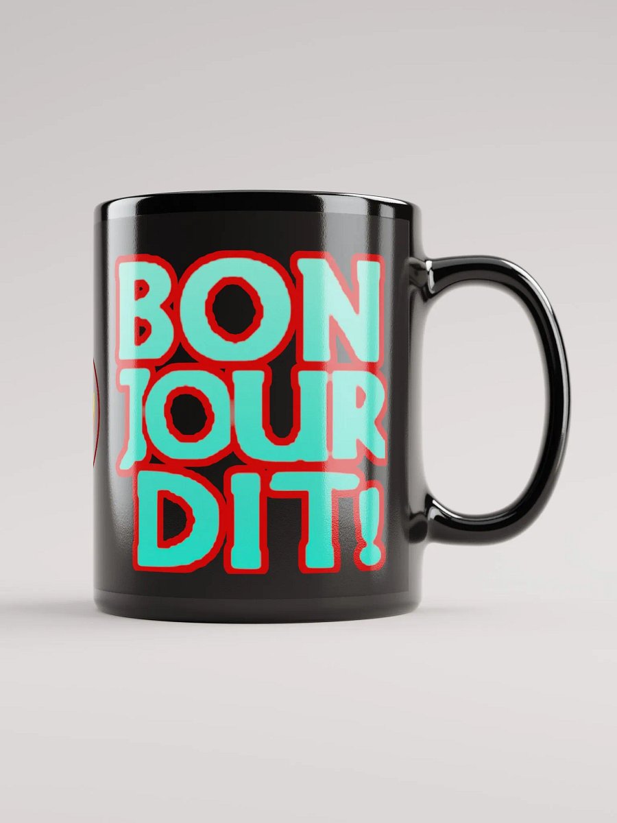 Mug Noir brillant Emote Bonjour + logo product image (1)