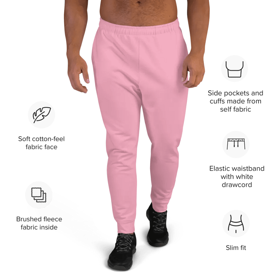 Plain Bubblegum Pink Soft Summer Recycled Polyester Premium Men's Joggers by Treasure Pie product image (9)