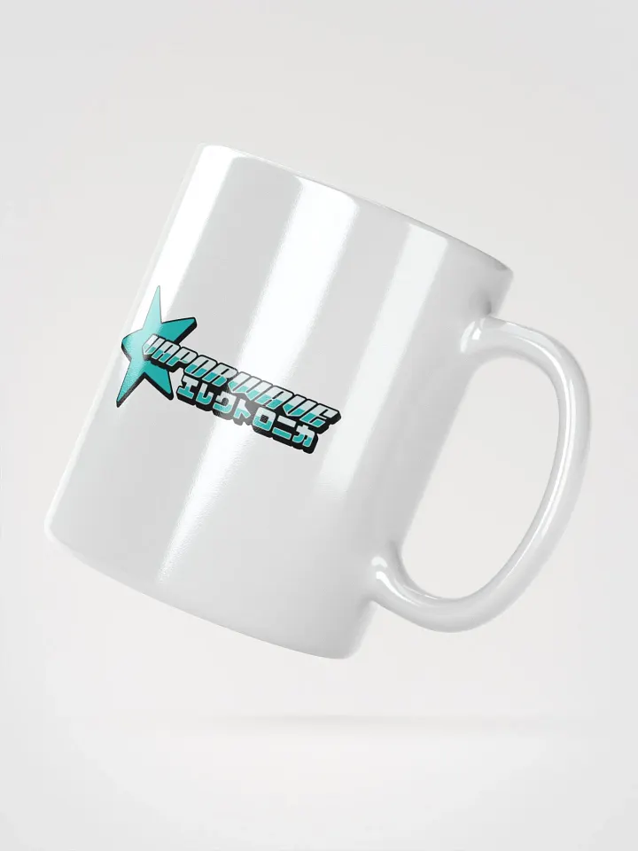 Retro Vaporwave Coffee Mug – Chrome Typography & Kanji product image (2)