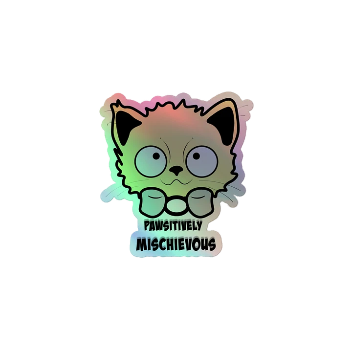 Mischievous Kitten Holographic Sticker product image (1)