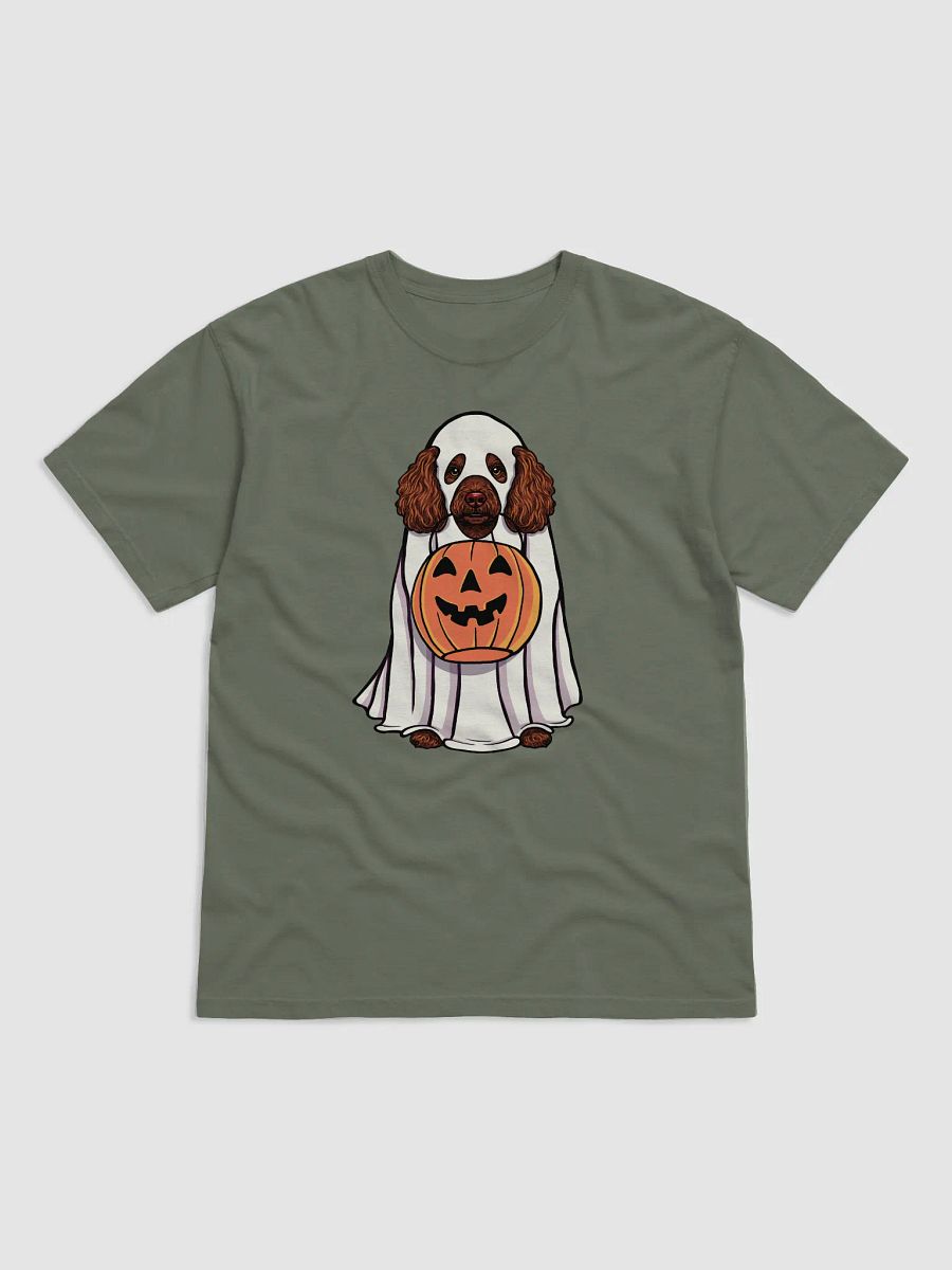 Funny Halloween Mini Poodle(Brown) T-Shirt | Funny Poodle Wearing a Ghost Costume and Holding a Pumpkin Basket product image (12)