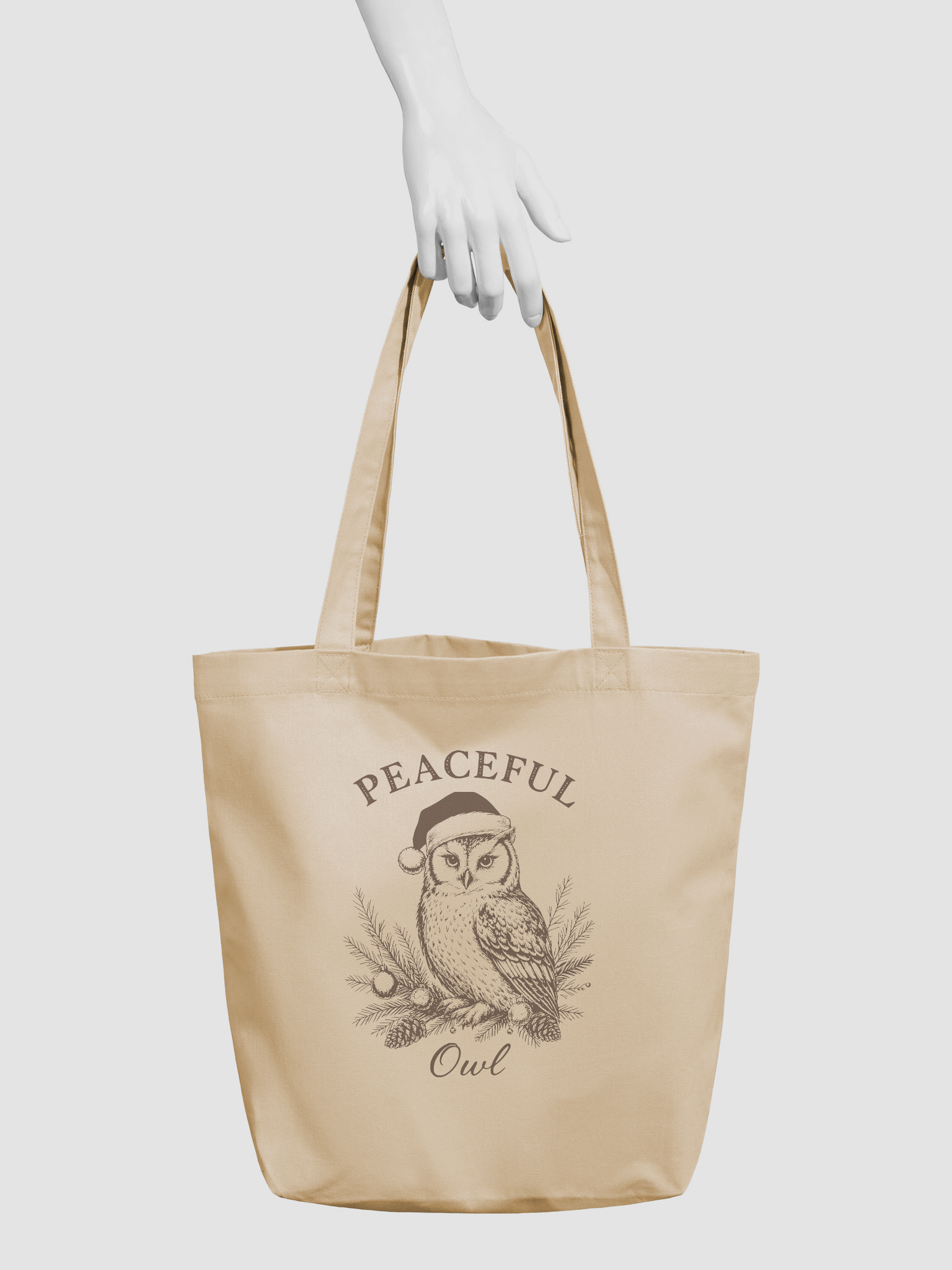 Peaceful Owl Vintage Christmas Tote Bag product image (3)