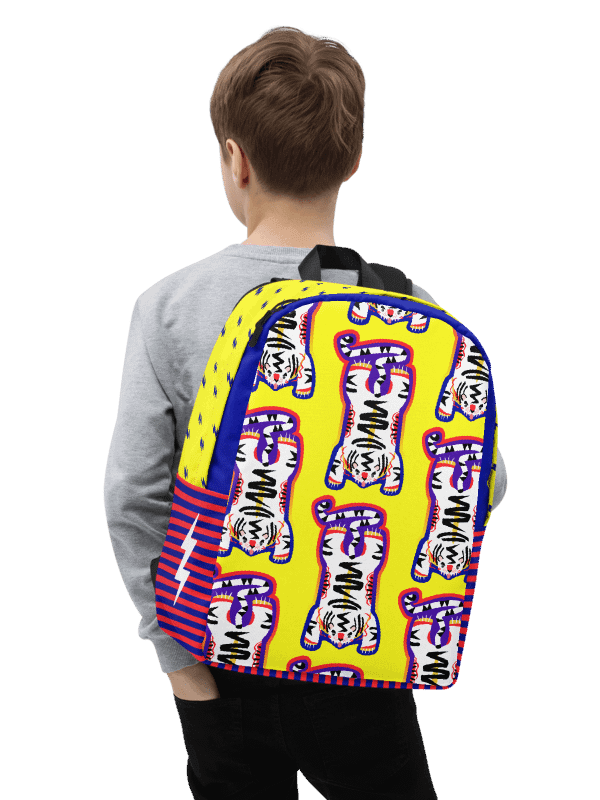 White Electric Tiger on Yellow and Pink - Backpack product image (1)
